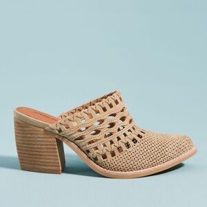 Jeffrey Campbell Favela Woven Suede Mules Block Heeled Slip On Anthropologie